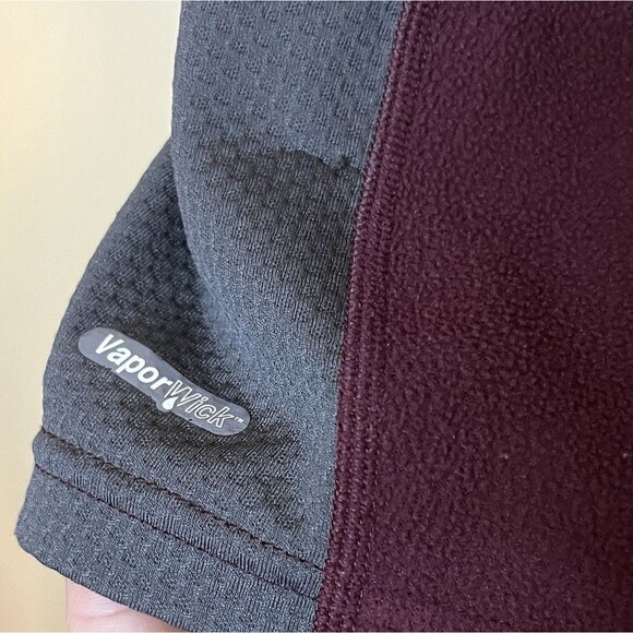 The North Face Mens Large Maroon Gray Quarter Zip Fleece Pullover - Picture 3 of 8